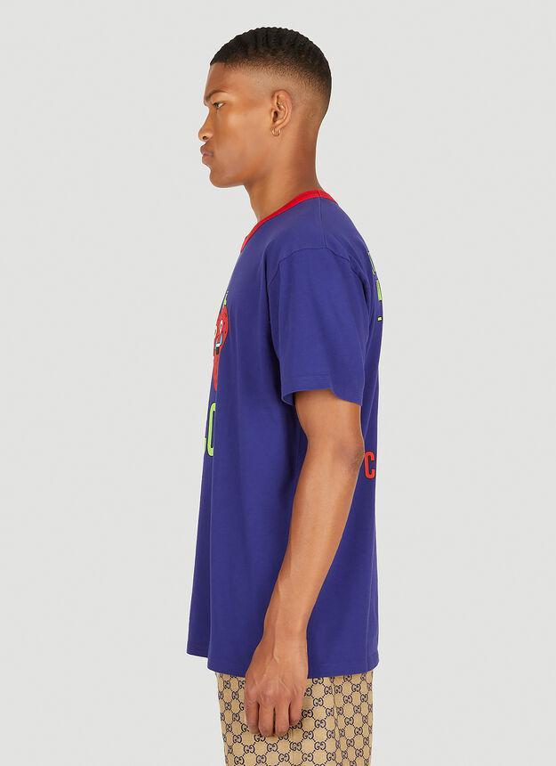 商品Gucci|Strawberry Print Hollywood T-Shirt in Blue,价格¥3755,第5张图片详细描述