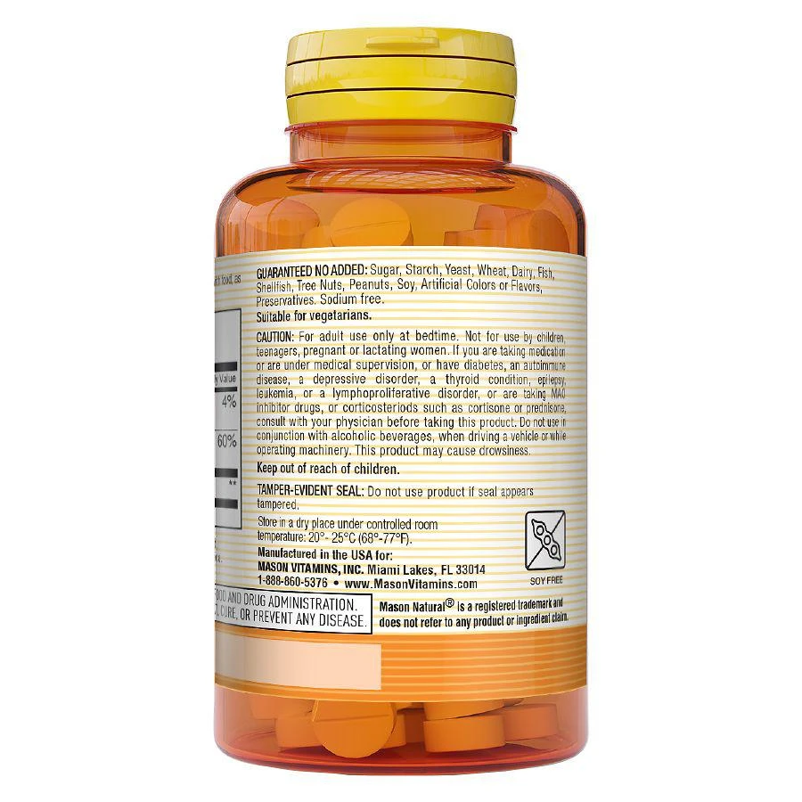 商品Mason Natural|Melatonin 5 mg Tablets,价格¥49,第2张图片详细描述