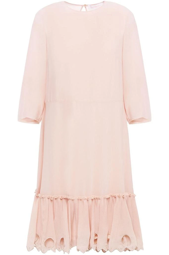 商品See by Chloé|Plissé broderie anglaise-paneled georgette dress,价格¥903,第3张图片详细描述