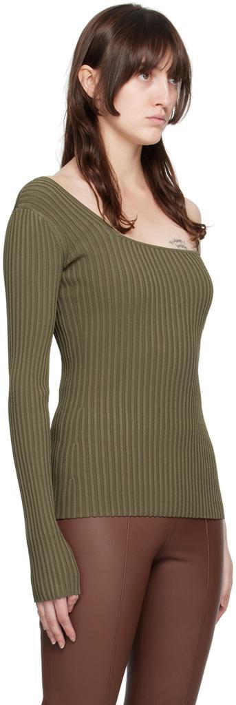 商品Helmut Lang|Green One-Shoulder Long Sleeve T-Shirt,价格¥686,第4张图片详细描述