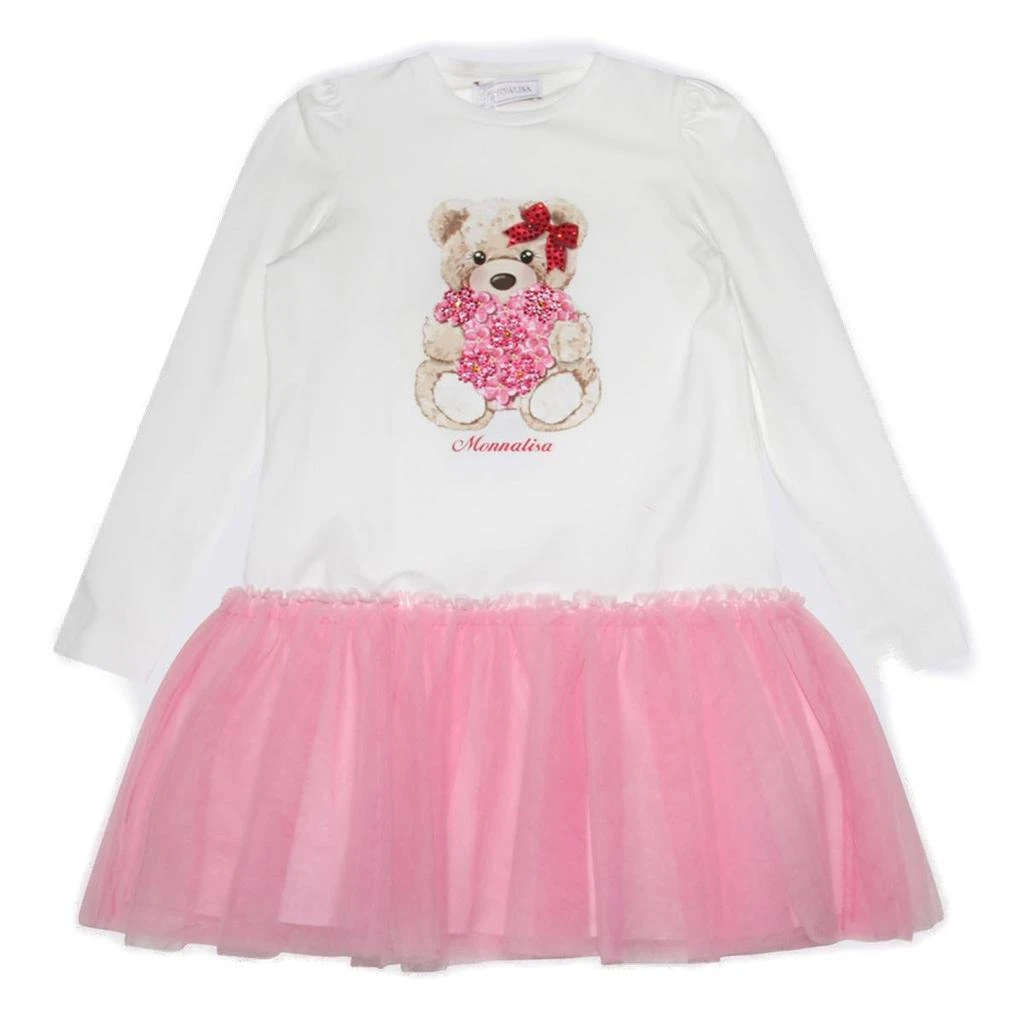 商品MONNALISA|Monnalisa Graphic-Printed Panelled Tulle Dress,价格¥682,第1张图片