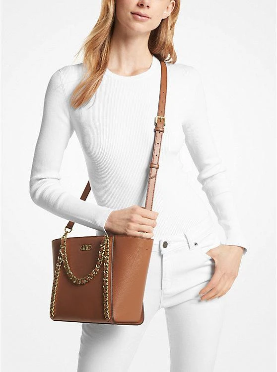 商品Michael Kors|Westley Small Pebbled Leather Chain-Link Tote Bag,价格¥1120,第3张图片详细描述
