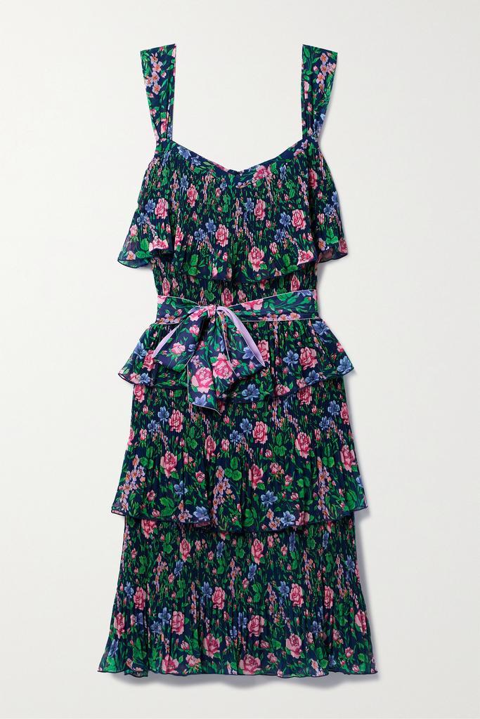 商品Diane von Furstenberg|Loupette 分层式印花细褶薄纱中长连衣裙  - US0,价格¥3225,第1张图片