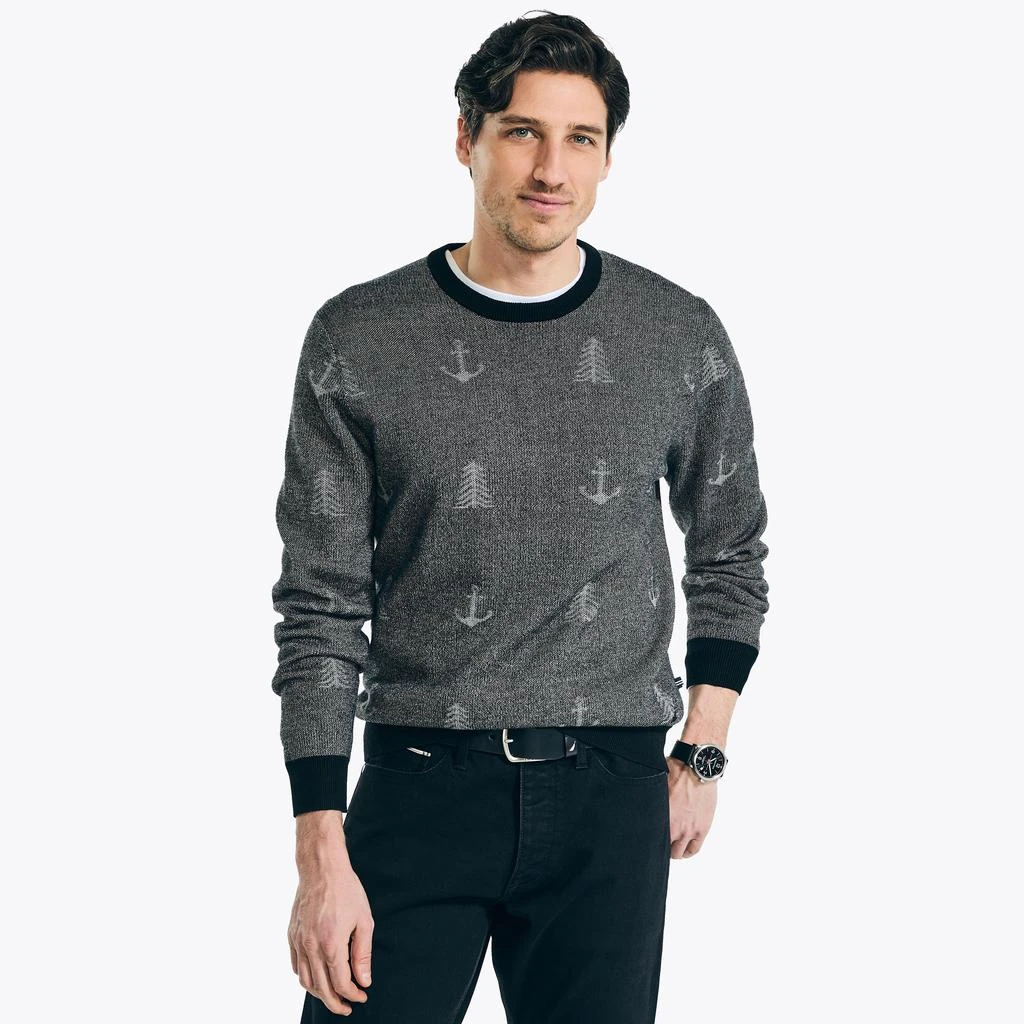 商品Nautica|Nautica Mens Sustainably Crafted Jacquard Printed Crewneck Sweater,价格¥342,第1张图片