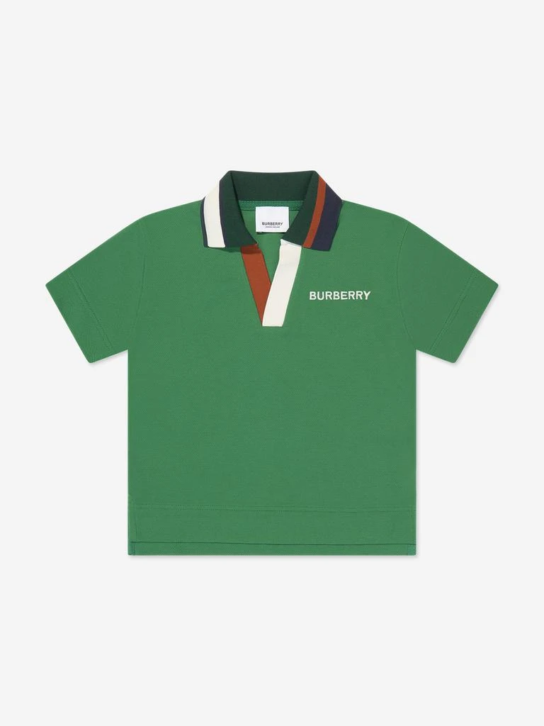 商品Burberry|Boys Douglas Polo Shirt in Green,价格¥1760,第1张图片