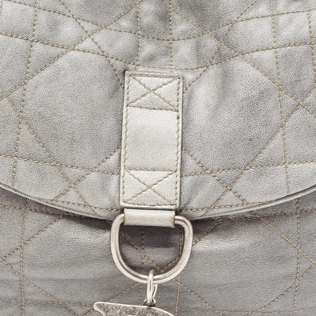 商品[二手商品] Dior|Dior Silver Quilted Cannage Leather Flap Shoulder Bag,价格¥2736,第5张图片详细描述