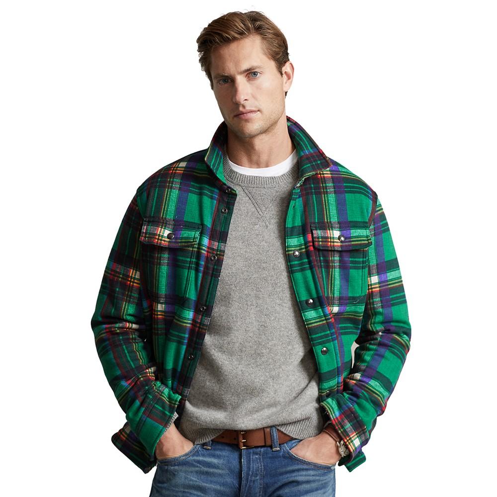 Men's Plaid Pile-Fleece Shirt Jacket商品第1张图片规格展示