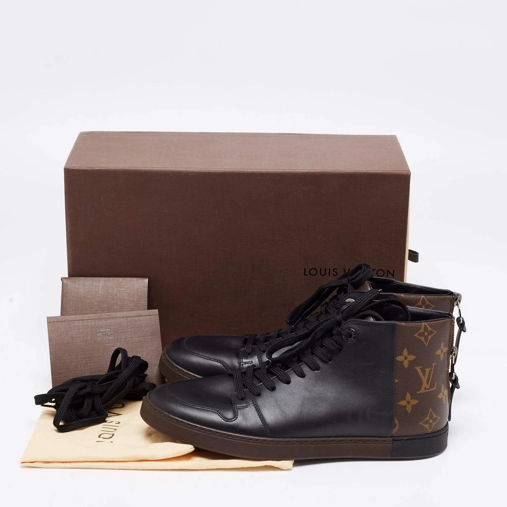 Louis Vuitton Black/Brown Leather and Monogram Canvas Line Up High-Top Sneakers Size 39.5 商品
