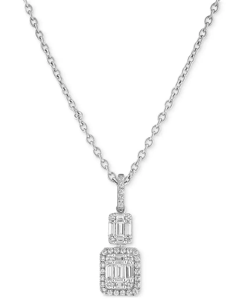 商品Macy's|Cubic Zirconia Baguette Cluster 18" Pendant Necklace in Sterling Silver,价格¥1134,第1张图片