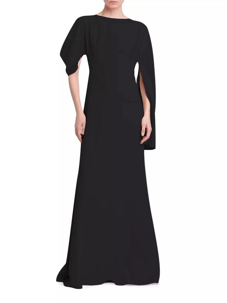 商品Alexander McQueen|Crepe Asymmetric Cape-Sleeve Gown,价格¥12992,第3张图片详细描述