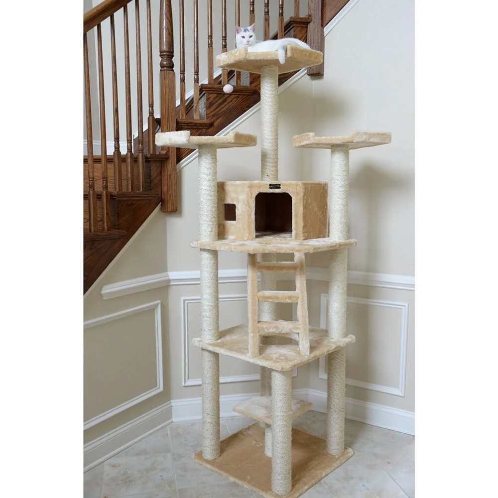 商品Macy's|Multi-Function Real Wood Cat Tower With Spacious Condo,价格¥2859,第2张图片详细描述