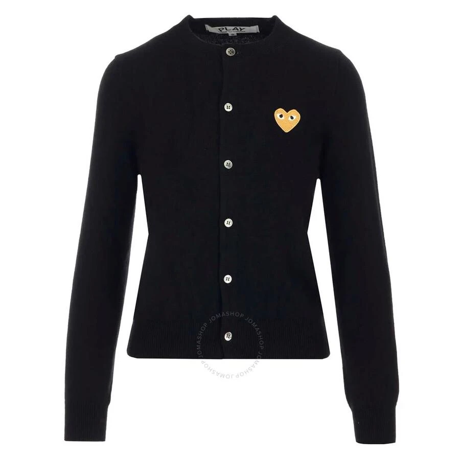 商品Comme des Garcons|Ladies Gold Heart Crewneck Cardigan In Black,价格¥1218,第1张图片