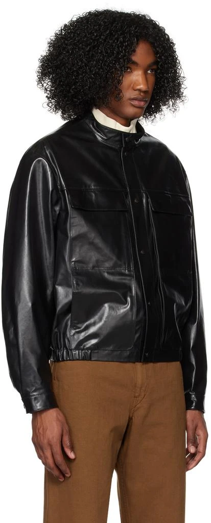 商品Lemaire|Black Band Collar Leather Jacket,价格¥14870,第2张图片详细描述