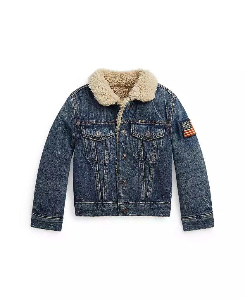 商品Ralph Lauren|Toddler and Little Boys Teddy Fleece–Lined Denim Trucker Jacket,价格¥854,第1张图片