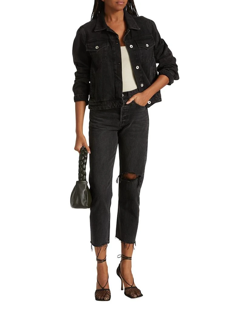 商品Levi's|Wedgie High-Rise Frayed Ripped Knee Crop Straight-Leg Jeans,价格¥252,第2张图片详细描述