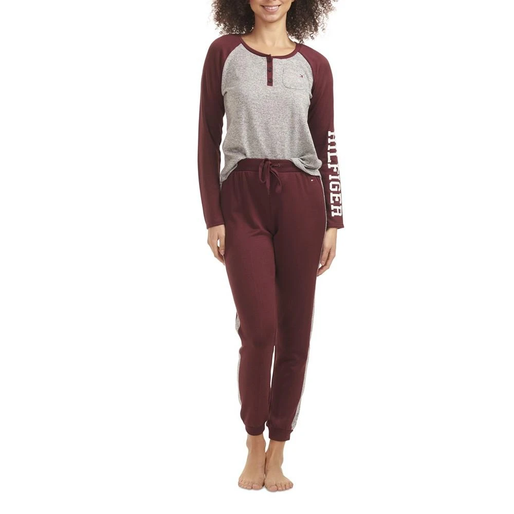 商品Tommy Hilfiger|Women's 2 Piece Long Sleeve Henley Jogger Set,价格¥240,第2张图片详细描述