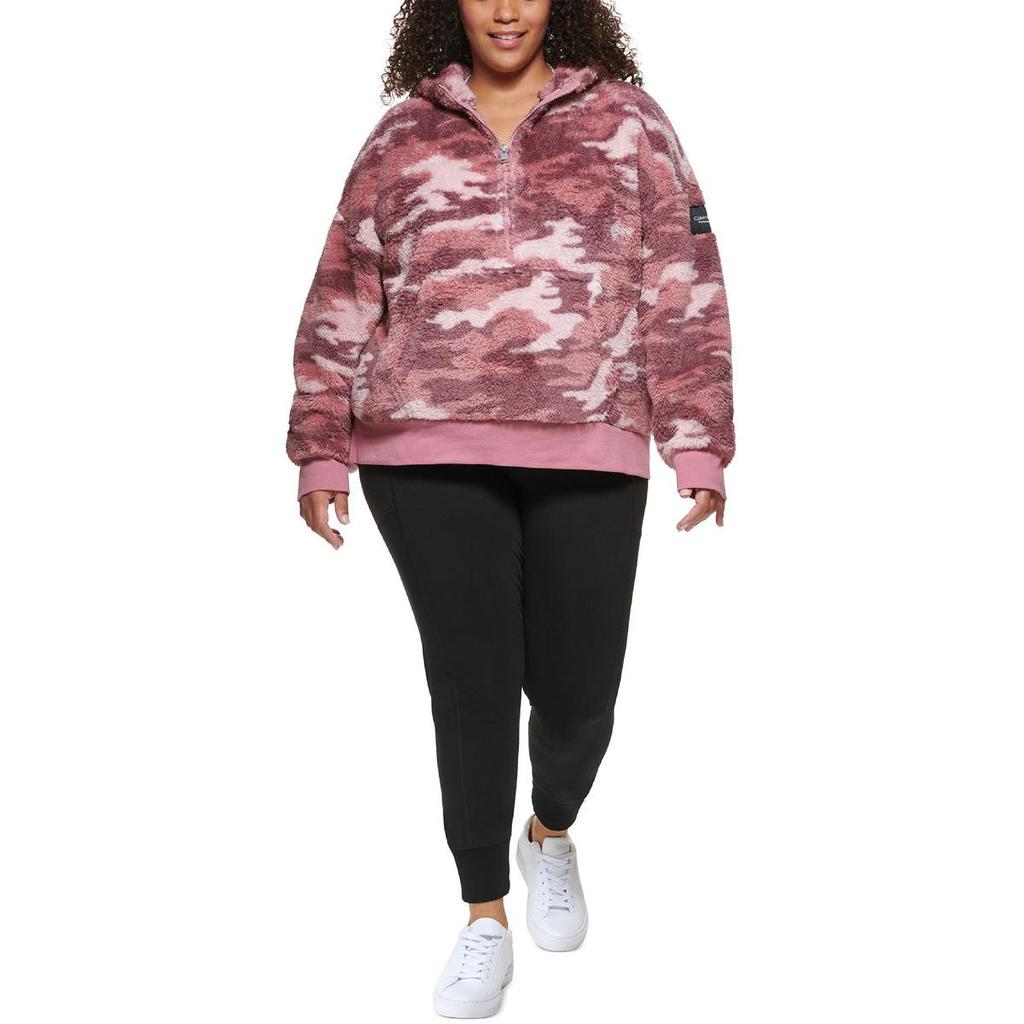 Calvin Klein Performance Womens Plus Camo Hooded Sweatshirt商品第1张图片规格展示