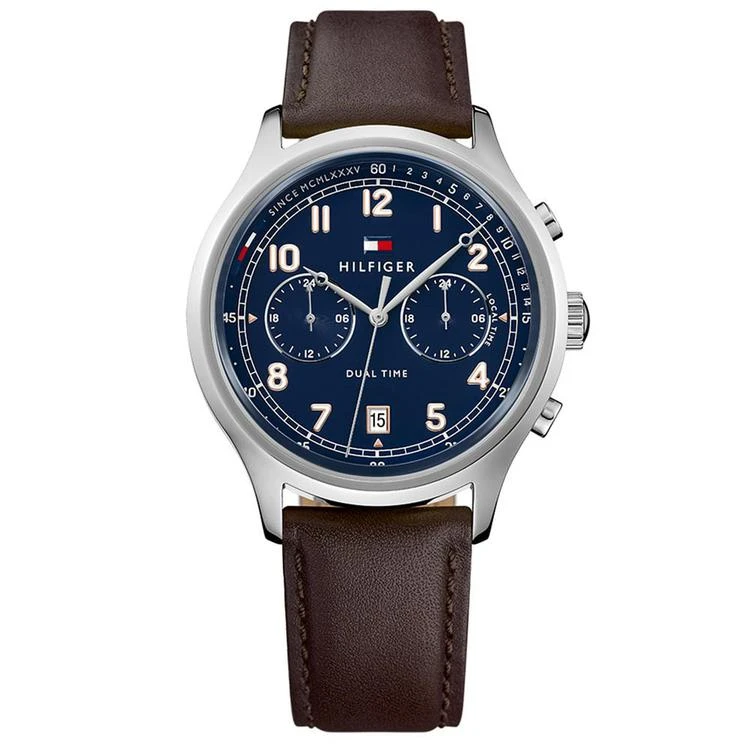 商品Tommy Hilfiger|Men's Brown Leather Strap Watch 44mm,价格¥467,第1张图片