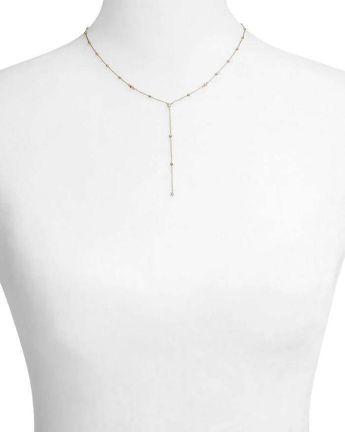 商品Argento Vivo|Cubic Zirconia & Bead Station Lariat Necklace in 18K Gold Plated Sterling Silver, 16"-18"  ,价格¥590,第3张图片详细描述