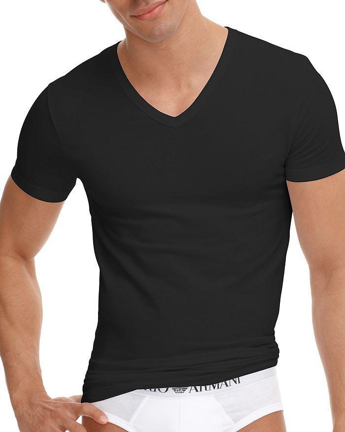 商品Emporio Armani|Stretch Cotton V-Neck T-Shirt,价格¥237,第1张图片