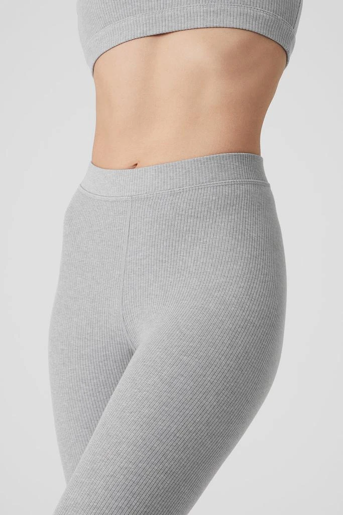 商品Alo|Ribbed High-Waist 7/8 Blissful Legging - Athletic Heather Grey,价格¥753,第4张图片详细描述