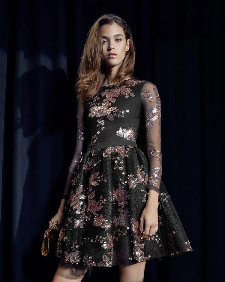 商品Maje|Radar Floral Sequined Mini Dress,价格¥1688,第4张图片详细描述