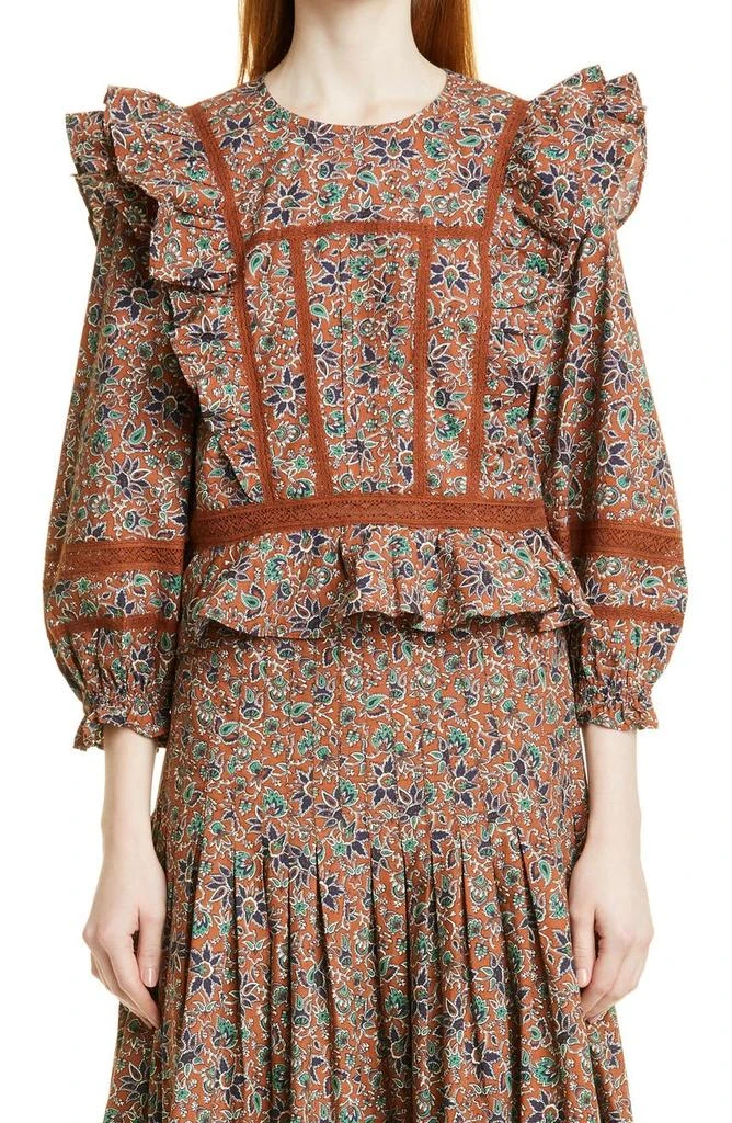 商品VERONICA BEARD|Weslayan Paisley Cotton Peplum Blouse,价格¥880,第1张图片