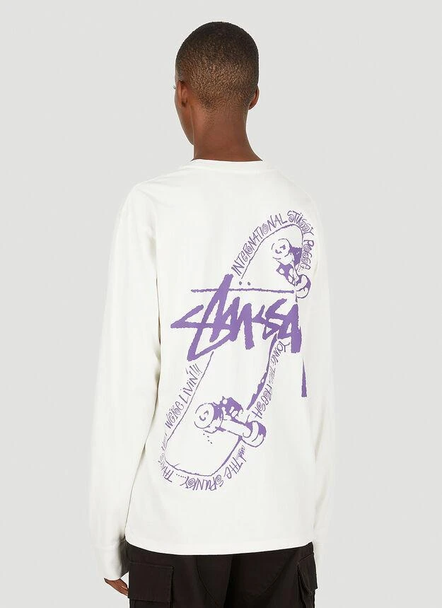 商品STUSSY|Skate Posse Long Sleeve T-Shirt in White,价格¥480,第4张图片详细描述