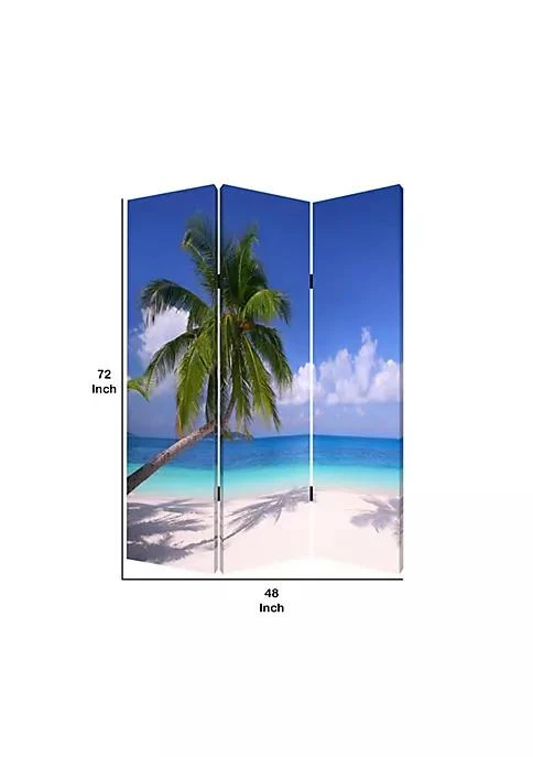 商品Duna Range|Range Beach Inspired Canvas Print 3 Panel Wooden Screen Blue And Green,价格¥3130,第5张图片详细描述