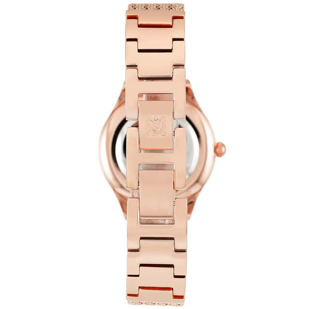 商品Anne Klein|Women's Rose Gold-Tone Stainless Steel Mesh Bracelet Watch 30mm AK-2208RGRG,价格¥534,第3张图片详细描述