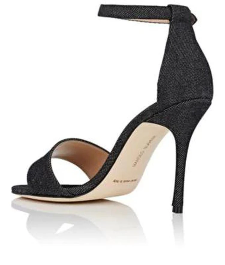 商品Manolo Blahnik|Tres Denim Ankle-Strap Sandals,价格¥2224,第3张图片详细描述