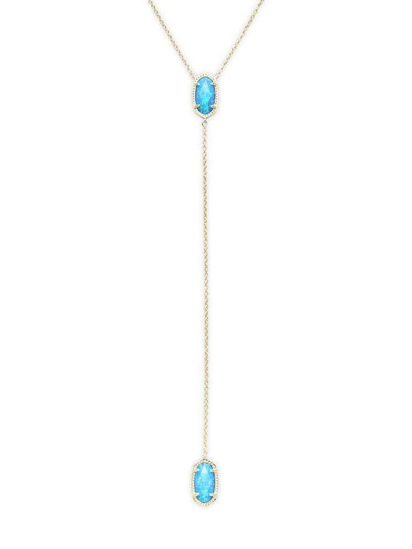 商品Kendra Scott|Ellison 14K Goldplated & Kyocera Opal Lariat Chain Necklace,价格¥473,第1张图片