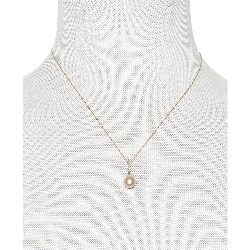 商品Belle de Mer|Pink Cultured Freshwater Pearl (8-9mm) & Diamond (1/20 ct. t.w.) 18" Pendant Necklace in 14k Rose Gold, Created for Macy's,价格¥2570,第2张图片详细描述