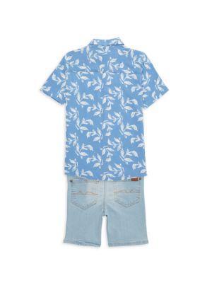 商品7 For All Mankind|Little Boy’s 2-Piece Button Up Shirt & Denim Shorts Set,价格¥225,第2张图片详细描述