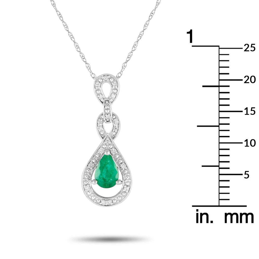 商品LB Exclusive|14K White Gold 0.08ct Diamond and Emerald Pendant Necklace PD4-16318WEM,价格¥2849,第4张图片详细描述