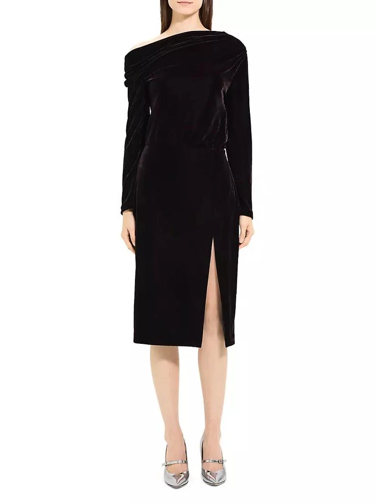 商品Theory|Off-The-Shoulder Velvet Midi-Dress,价格¥2627,第2张图片详细描述