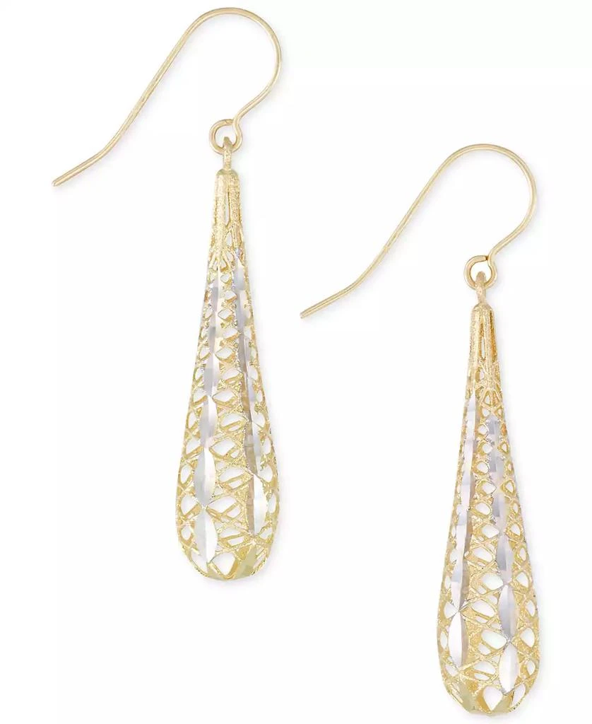 商品Macy's|Teardrop Two-Tone Openwork Drop Earrings In 14k Gold and White Gold,价格¥1613,第1张图片