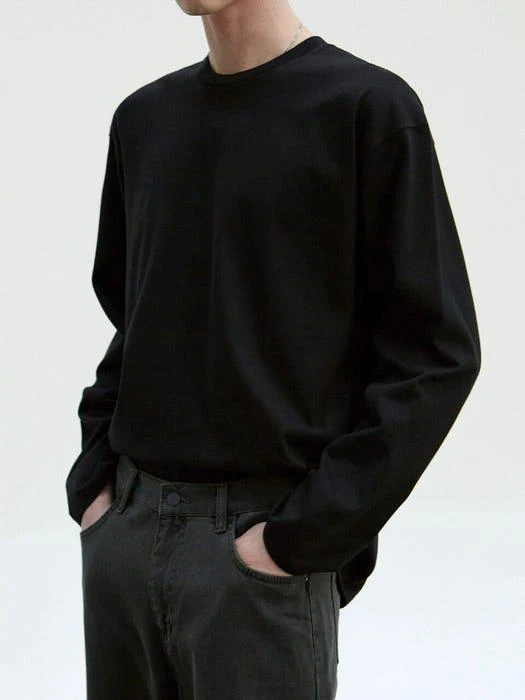 商品NICK NICOLE for MEN|Cotton Long Sleeve T-Shirt Black,价格¥517,第3张图片详细描述