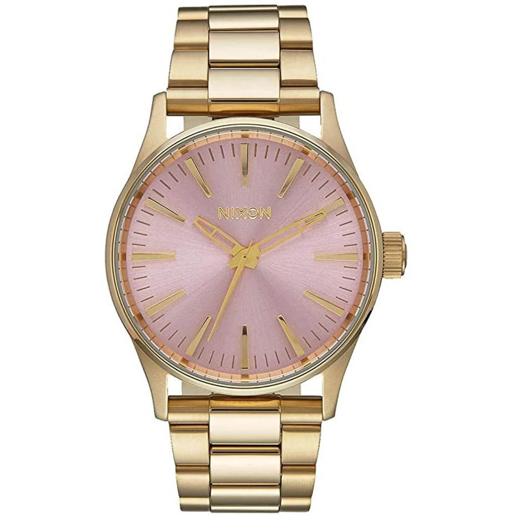 商品Nixon|Nixon Men's Quartz Watch - Sentry Pink Dial Yellow Gold Bracelet | A4502360,价格¥592,第1张图片