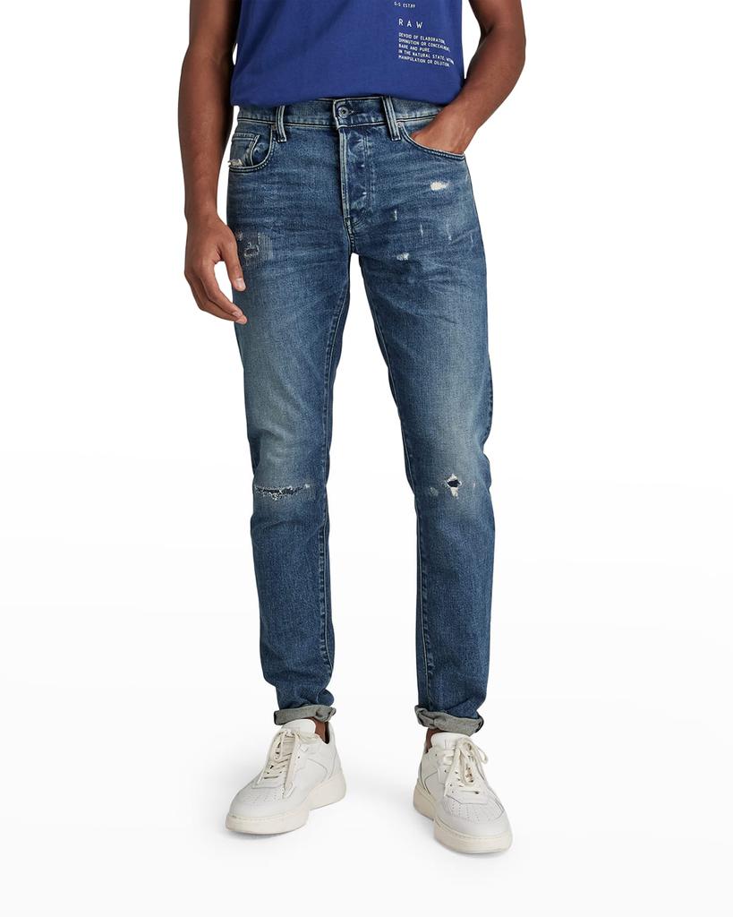 Men's 3301 Distressed Slim-Fit Jeans商品第1张图片规格展示