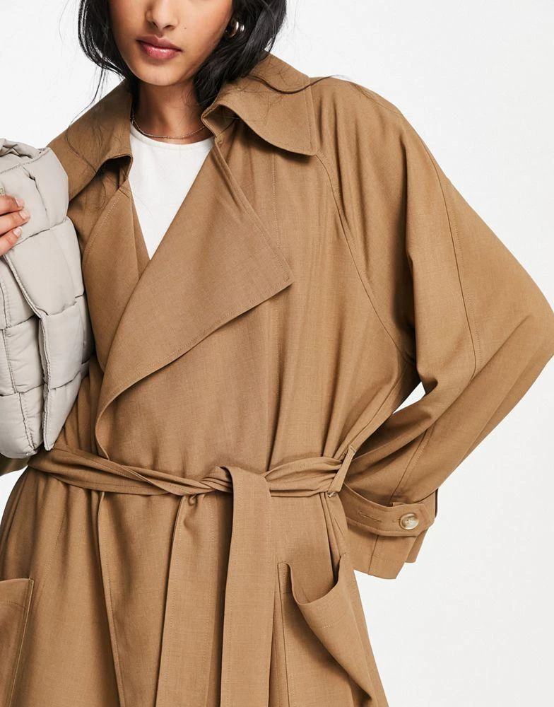 商品Topshop|Topshop twill fluid duster coat in camel,价格¥509,第2张图片详细描述