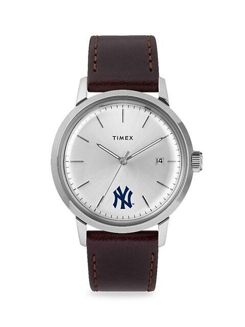 商品Timex|Marlin® Automatic Stainless Steel & Leather Strap Watch,价格¥1925,第1张图片