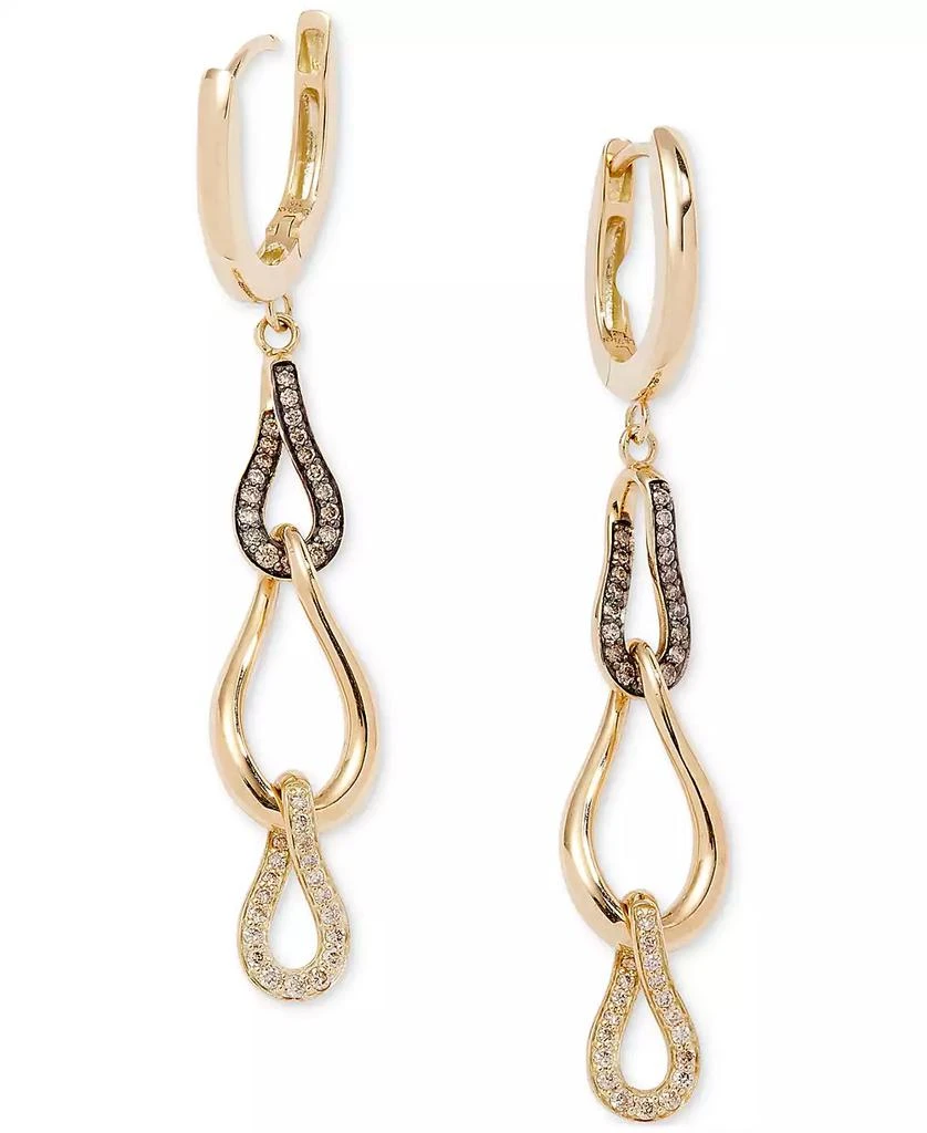 商品Le Vian|Chocolate Diamond & Nude Diamond (1/3 ct. t.w.) Triple Link Charm Hoop Earrings in 14k Yellow Gold,价格¥12452,第1张图片