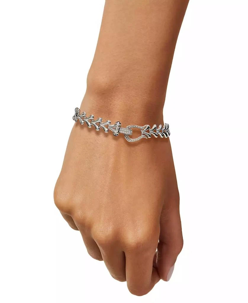 商品Macy's|Diamond Horseshoe Heart Link Bracelet (1/4 ct. t.w.) in Sterling Silver,价格¥1197,第2张图片详细描述