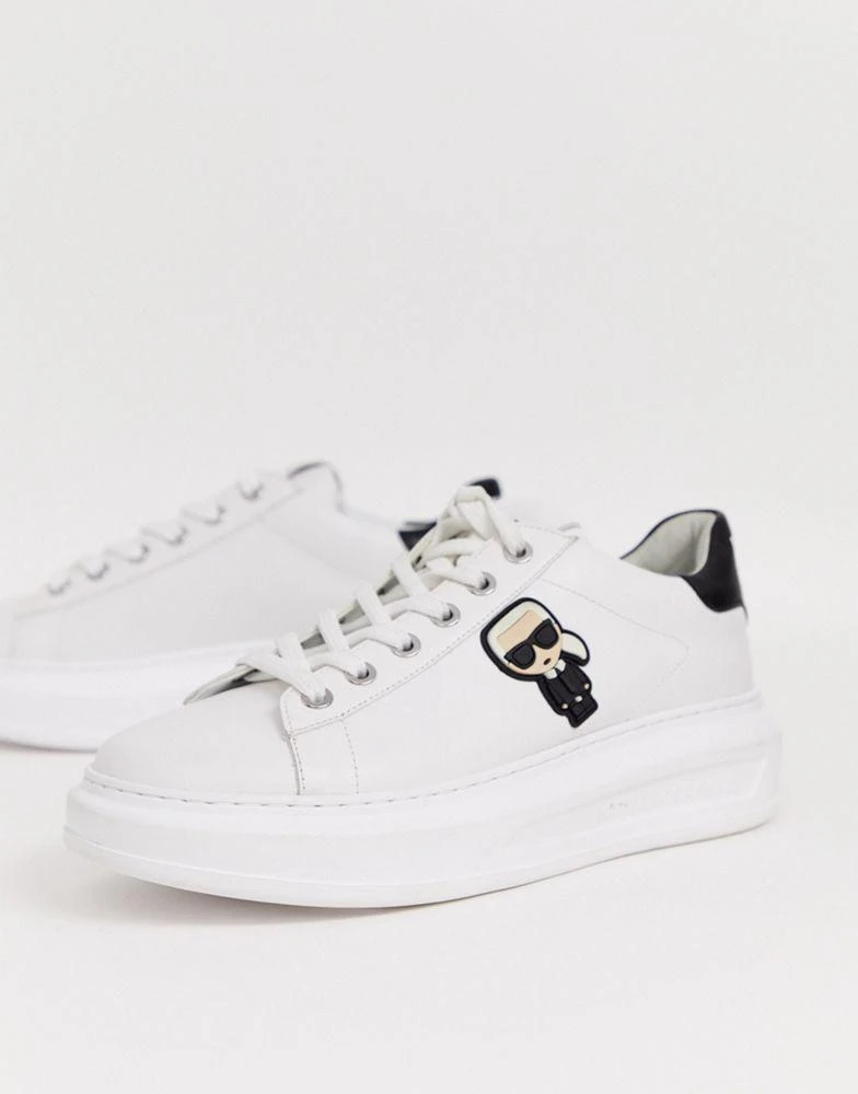 商品Karl Lagerfeld Paris|Karl Lagerfeld Kapri Ikonic white leather platform sole trainers with black trim,价格¥1557,第4张图片详细描述