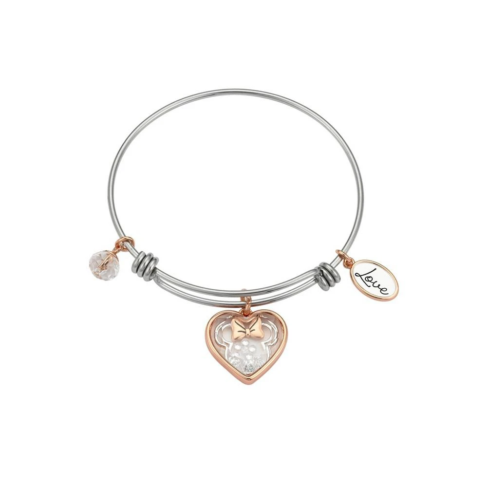 商品Disney|Crystal Minnie Mouse Stainless Steel Charm Bracelet (0.06 ct. t.w.) in 14K Gold Flash Plated,价格¥115,第1张图片