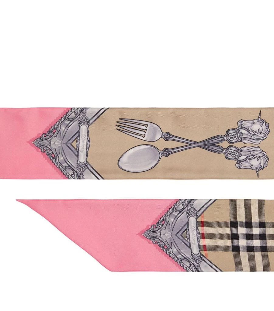 Silk Silverware Print Skinny Scarf 商品