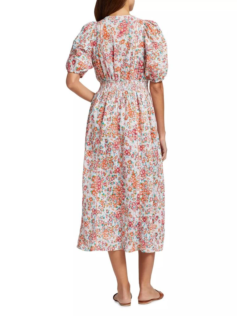 商品Poupette St Barth|Reine Floral Puff-Sleeve Midi-Dress,价格¥1836,第5张图片详细描述