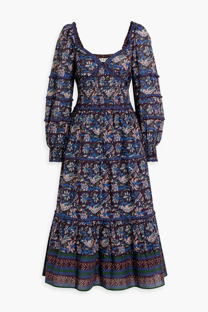 商品Sea|Noah shirred tiered floral-print cotton-voile midi dress,价格¥1450,第1张图片