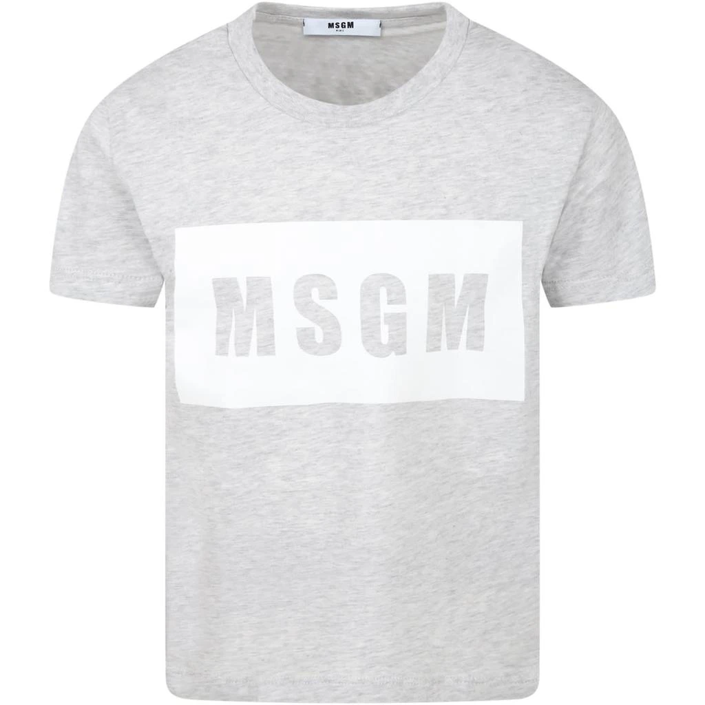 商品MSGM|Grey T-shirt For Kids With Logo,价格¥658,第1张图片